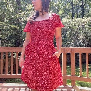 Madewell Silk Puff-Sleeved Smocked Mini Dress